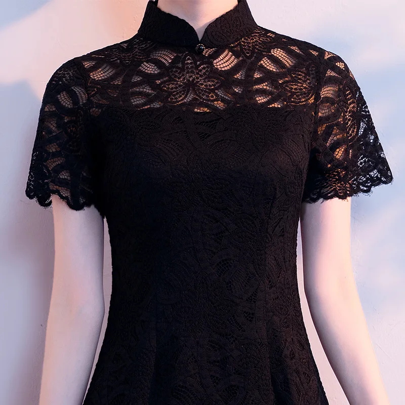 Черное традиционное китайское платье Qipao винные вечерние платья невесты большие