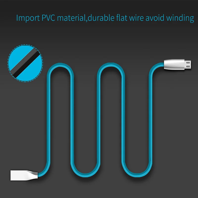 AIFFECT Micro USB кабель 2 м цинковый сплав плоский 2.4A быстрое зарядное устройство для