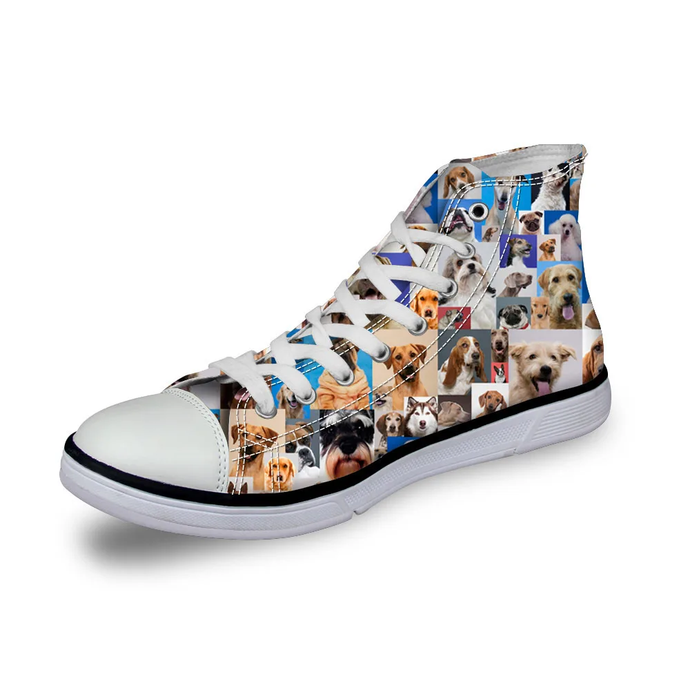 Noisydesigns boys sneakers men casual vintage vulcanized shoes high top footwear Lovely 3D dogs cats print flat canvas | Обувь