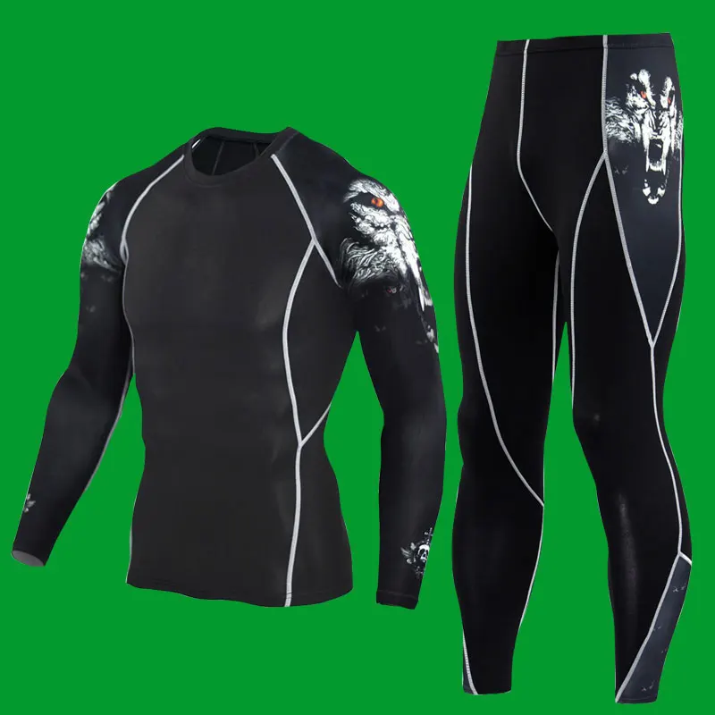 Новинка 2018 Мужская компрессионная футболка комплект облегающие рубашки с