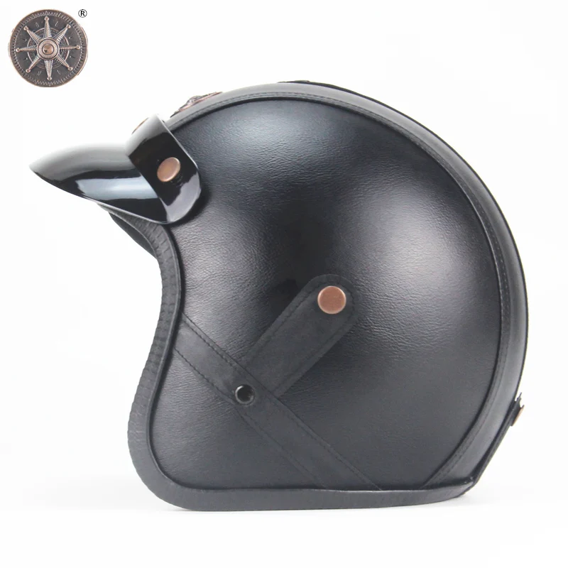 Кожаный винтажный moto rcycle шлем jet capacetes de moto ciclista cascos para moto Кафе racer с открытым лицом