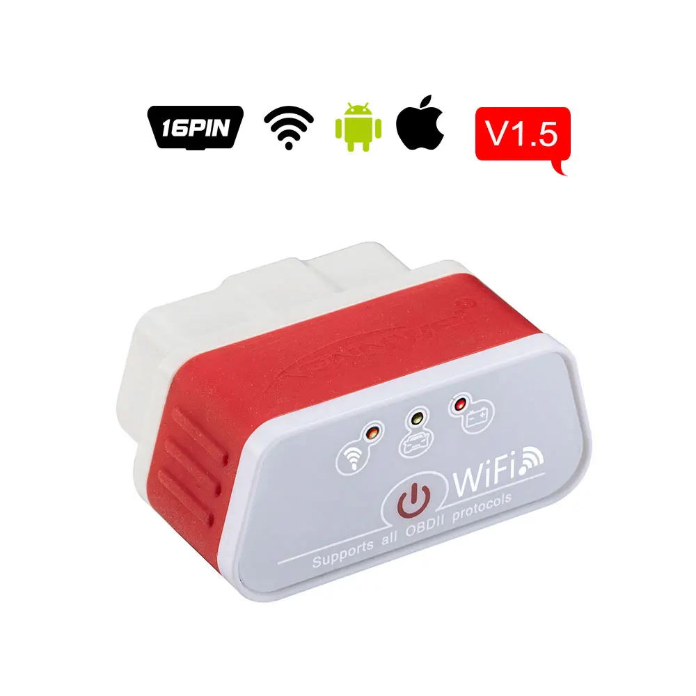 kw903 white red ELM327 V1.5 wifi OBD2 автоматический диагностический инструмент OBD KONNWEI KW903 wifi для IOS/Android KW903 wifi ELM 327 v1.5 Автомобильный сканер - Цвет: kw903 white red