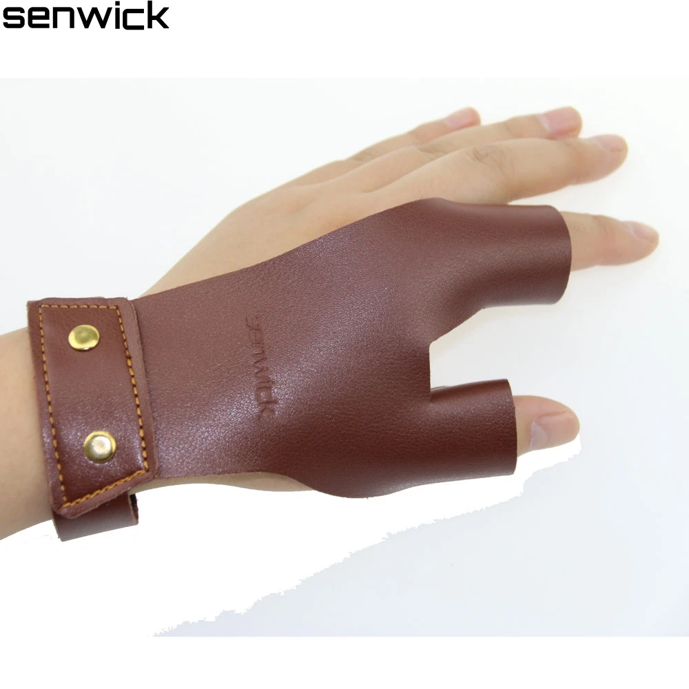 Archery Left Hands Cow Leather Finger Guard Hunting Shooting Accessories Protector Glove For Hand Bow Black Brown | Спорт и