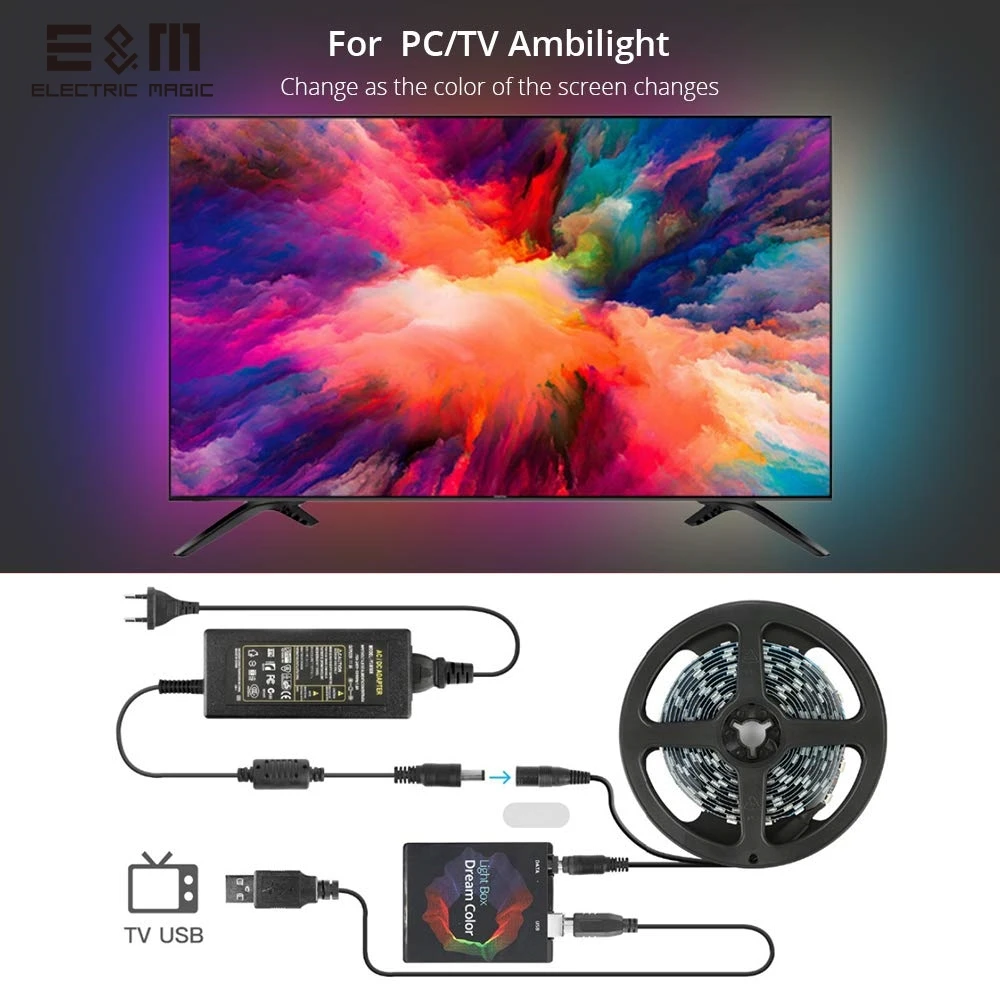 Customized LED RGB Dream Color Ambilight Ambibox PC Monitor Display TV Screen Synchronization Background Lamp
