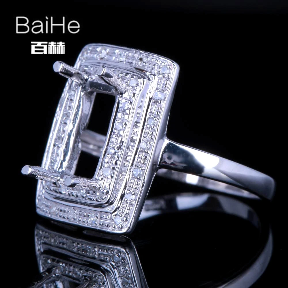 BAIHE Solid 14K белое золото (AU585) сертифицированное обручальное кольцо с подушками для