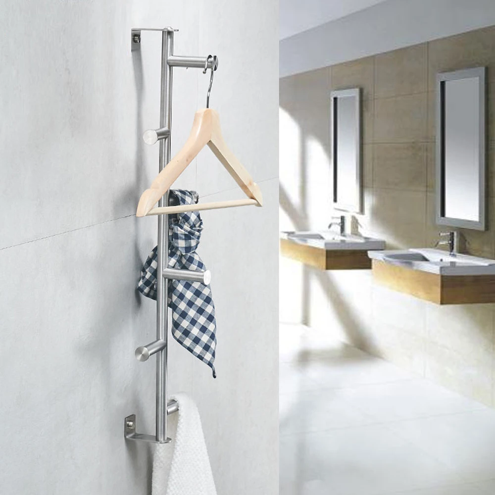 Towel bar 304 stainless steel brushed vertical wall hanging clothes rail towel hook Hanging rod wx7201614 |