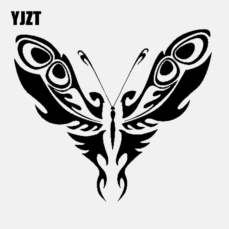 

YJZT 15CM*13.2CM Butterfly Car Sticker Removable Vinyl Decal Art Black/Silver C24-0194