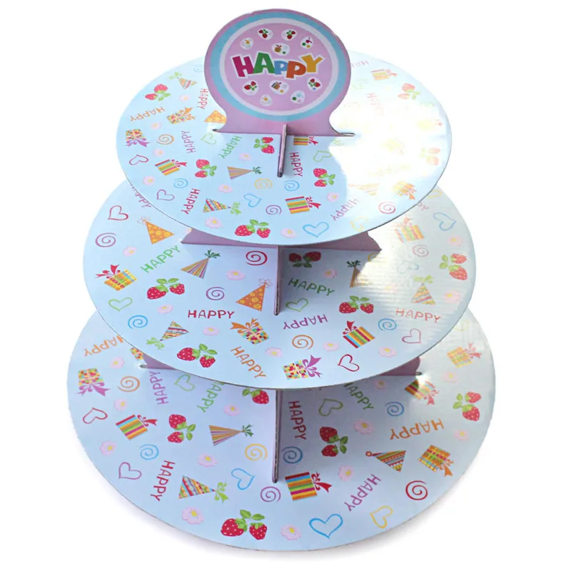 3 Уровня Картон торт подставка для свадебного торта пластина Дисплей держатель