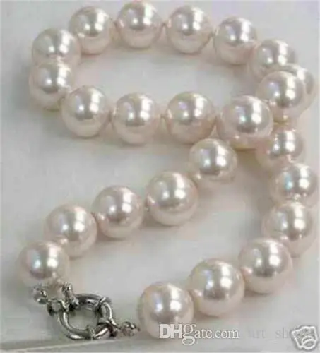 

10mm Genuine White South Sea Shell Pearl Necklace 18'' AAA+ kkv6>>> free shipping