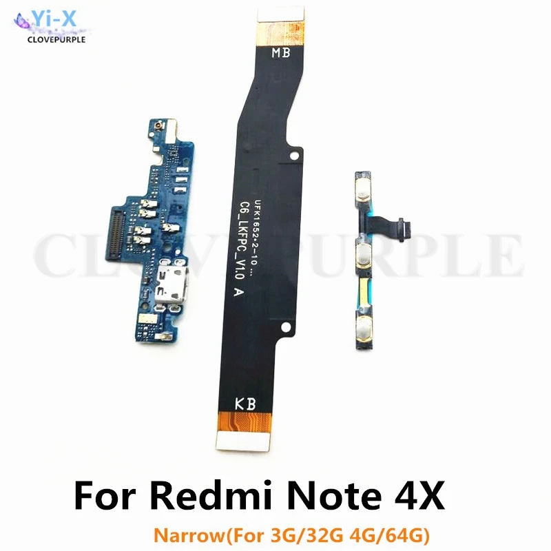 Для Xiaomi Redmi Note 4X (узкий) Громкость питания и зарядная док-станция USB материнская