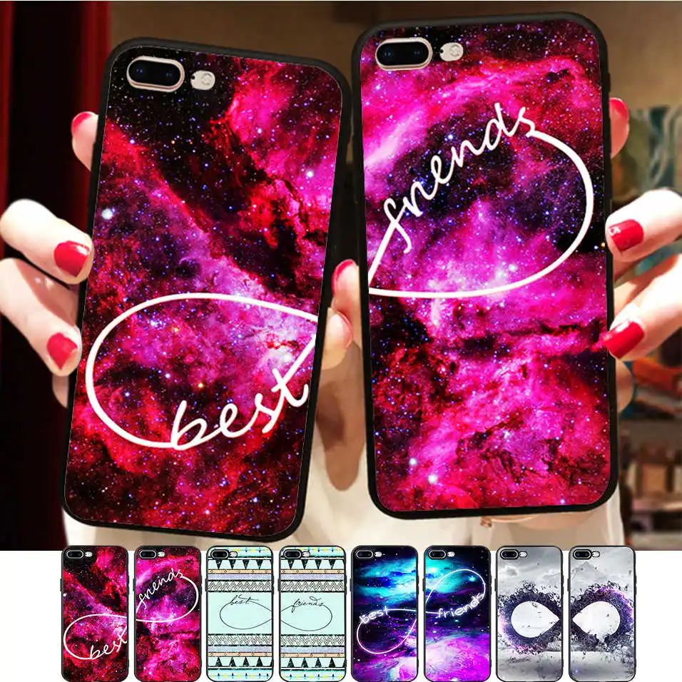 Чехол BFF Space Infinity Couple для iPhone X 8 5 5S XR XS Max 6 6S 7 Plus чехол лучшего друга мягкий
