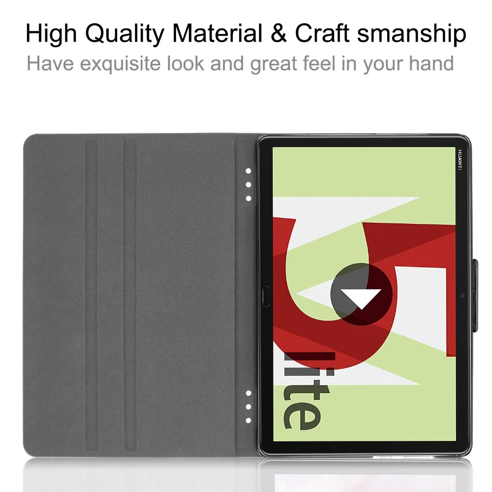 Cowhide Flip Leather Case For Huawei MediaPad M5 Lite 10 10.1'' BAH2-L09/W19 DL-AL09 Wake Sleep Front Support Stand Cover+Pen |