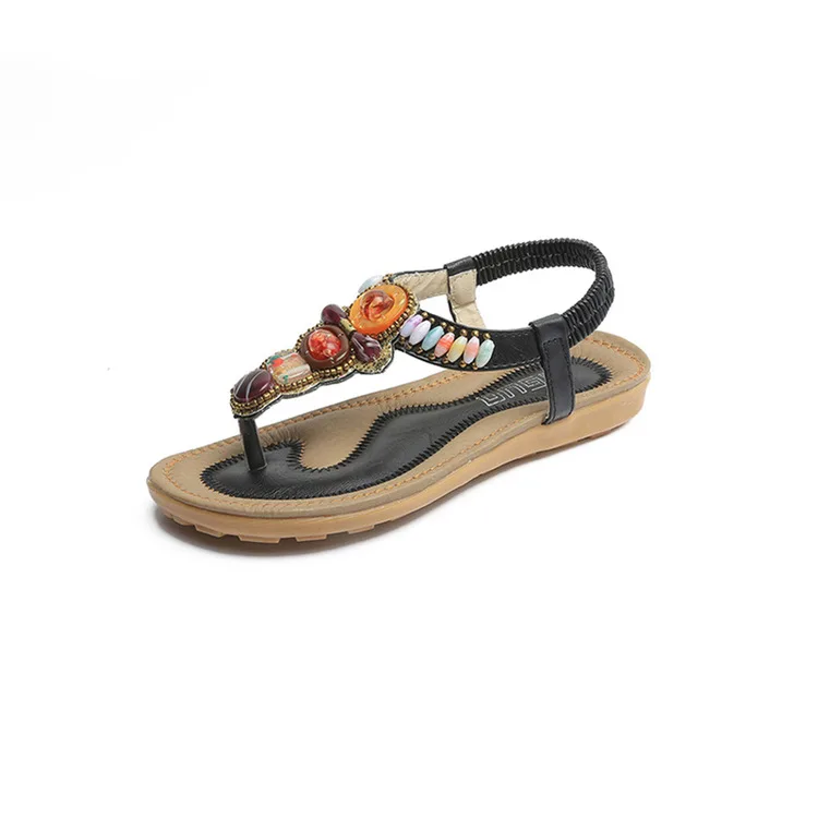 GAORUI Summer Women Sandals 2017 String Bead Flip Flops Elastic Band Casual Flats Shoes For Woman Bohemia Vintage Beach | Обувь