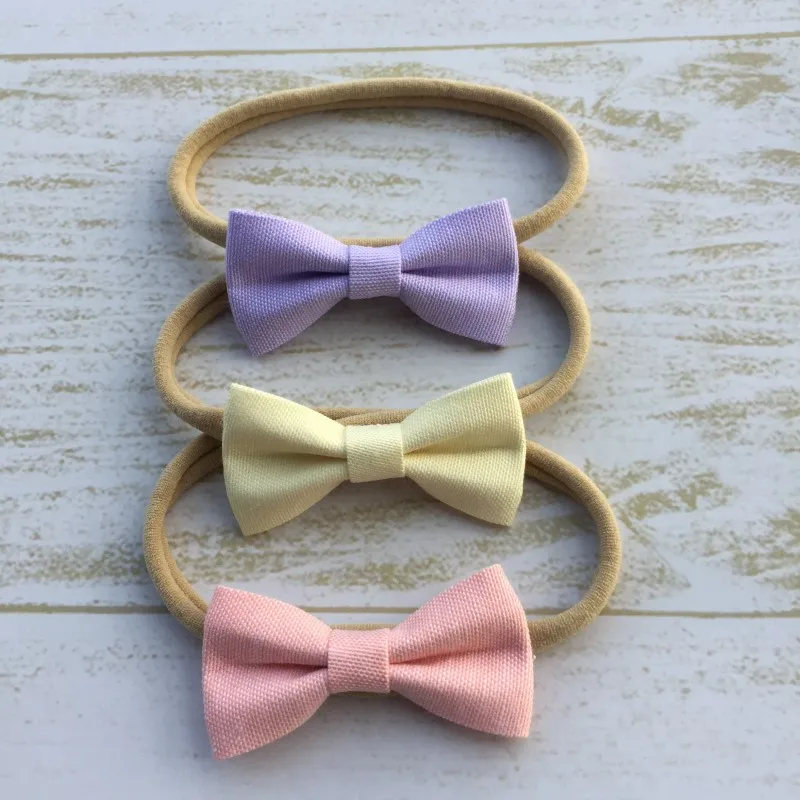 24pcs/lot Mini Fabric Bow Headband Soft Nylon Hair Band Baby Accessroies | Детская одежда и обувь