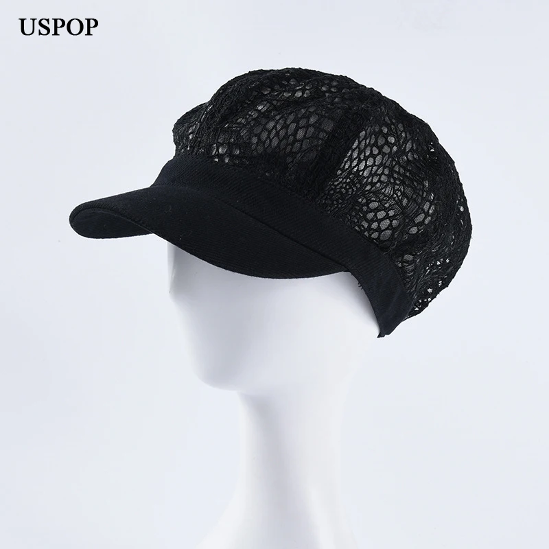 Новинка от USPOP женские кепки газетчика Лоскутные кружевные с козырьком дышащая