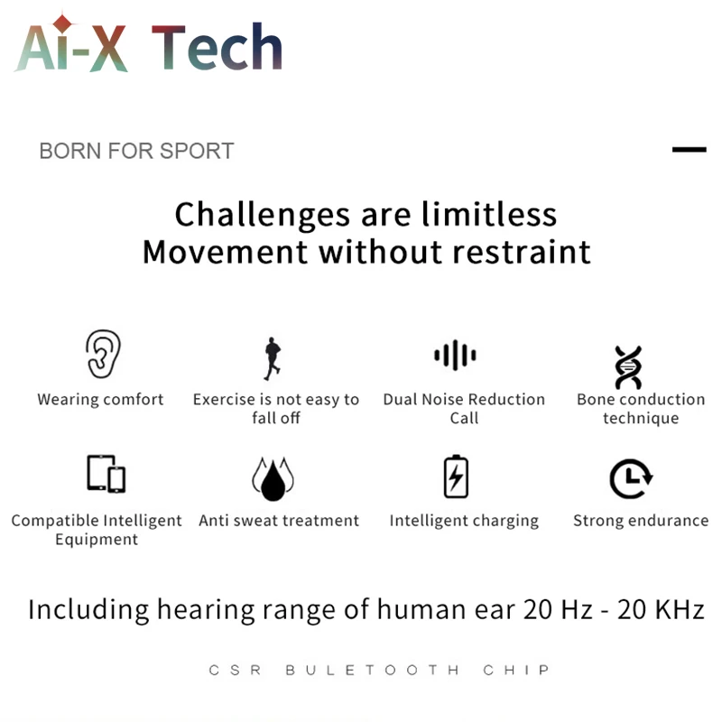 Ai X громкой связи BT спортивные наушники костной проводимости Беспроводная