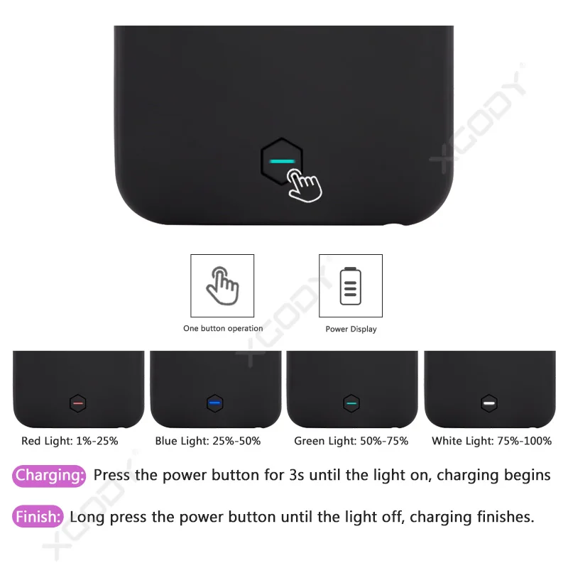XGODY 4800mAh запасное зарядное устройство чехол для Apple iphone 6 6s 7 8 Внешний Аккумулятор