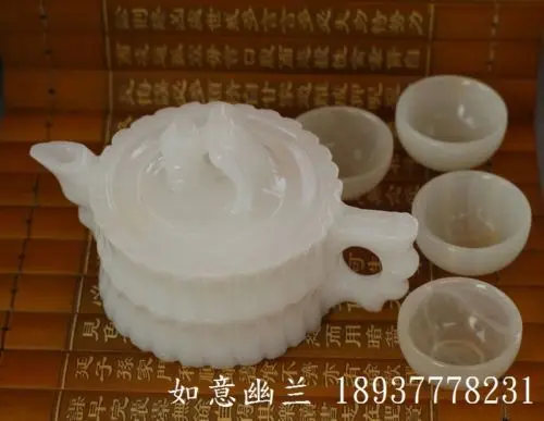 Нежный Афганистан белого нефрита чай чайник бамбук кубок вина | Дом и сад