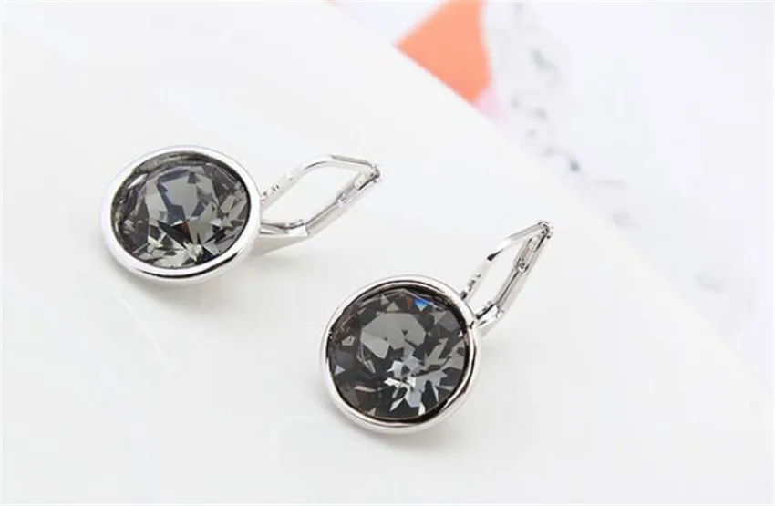 SHDEDE круглые серьги-капли с кристаллами Swarovski для женщин, модные ювелирные изделия, прозрачные стразы, классические простые аксессуары