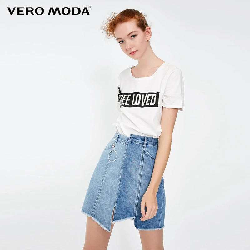 Vero Moda Женская нерегулярная сплайсинга кольцо лоскутное мини джинсовая юбка | 318337514