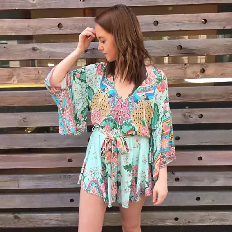 Viven leigh 2018 Для женщин лотоса Подпись Цветочный павлин печати ползунки Boho Хиппи V