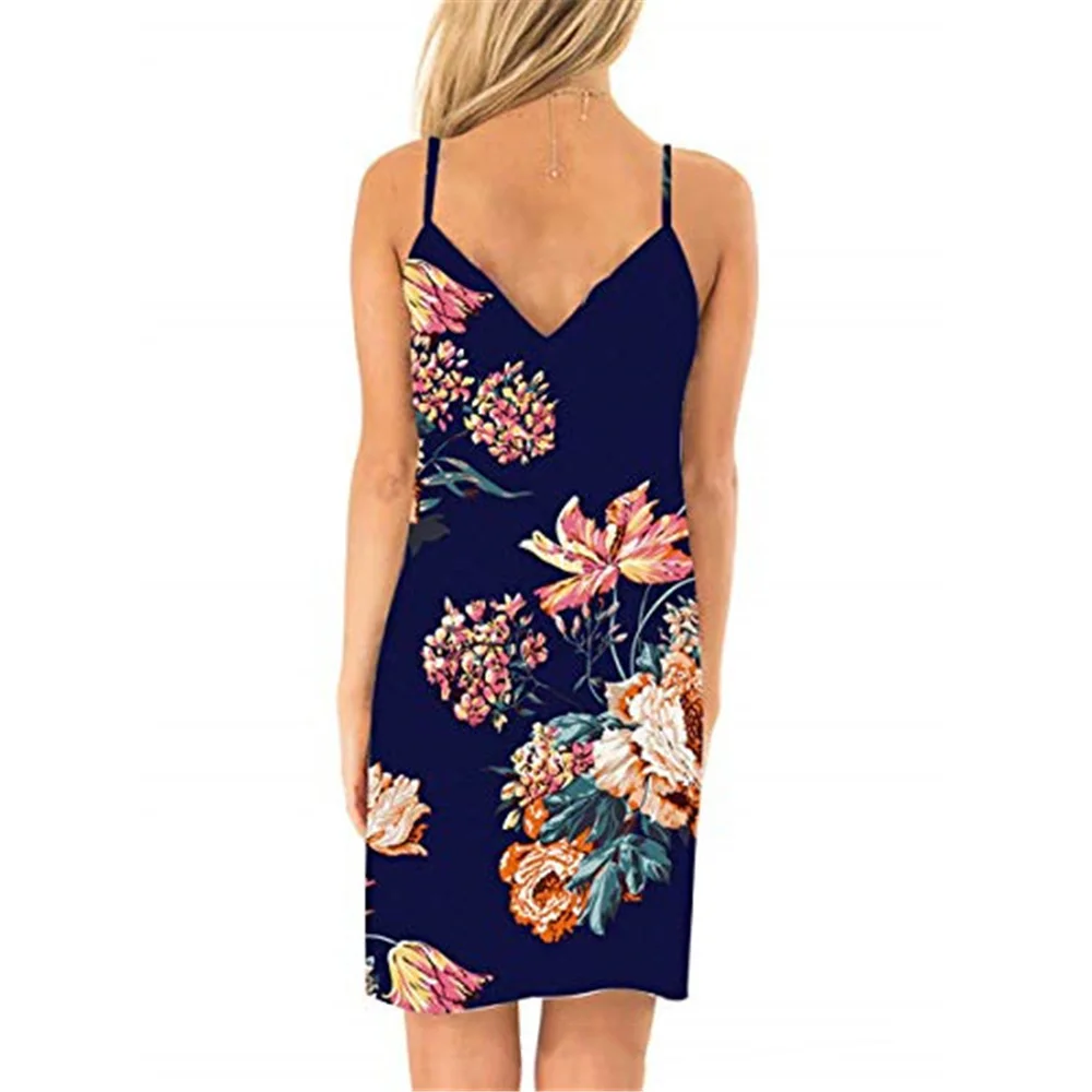 Модное с лямками женское платье женские пляжные летние v образным вырезом