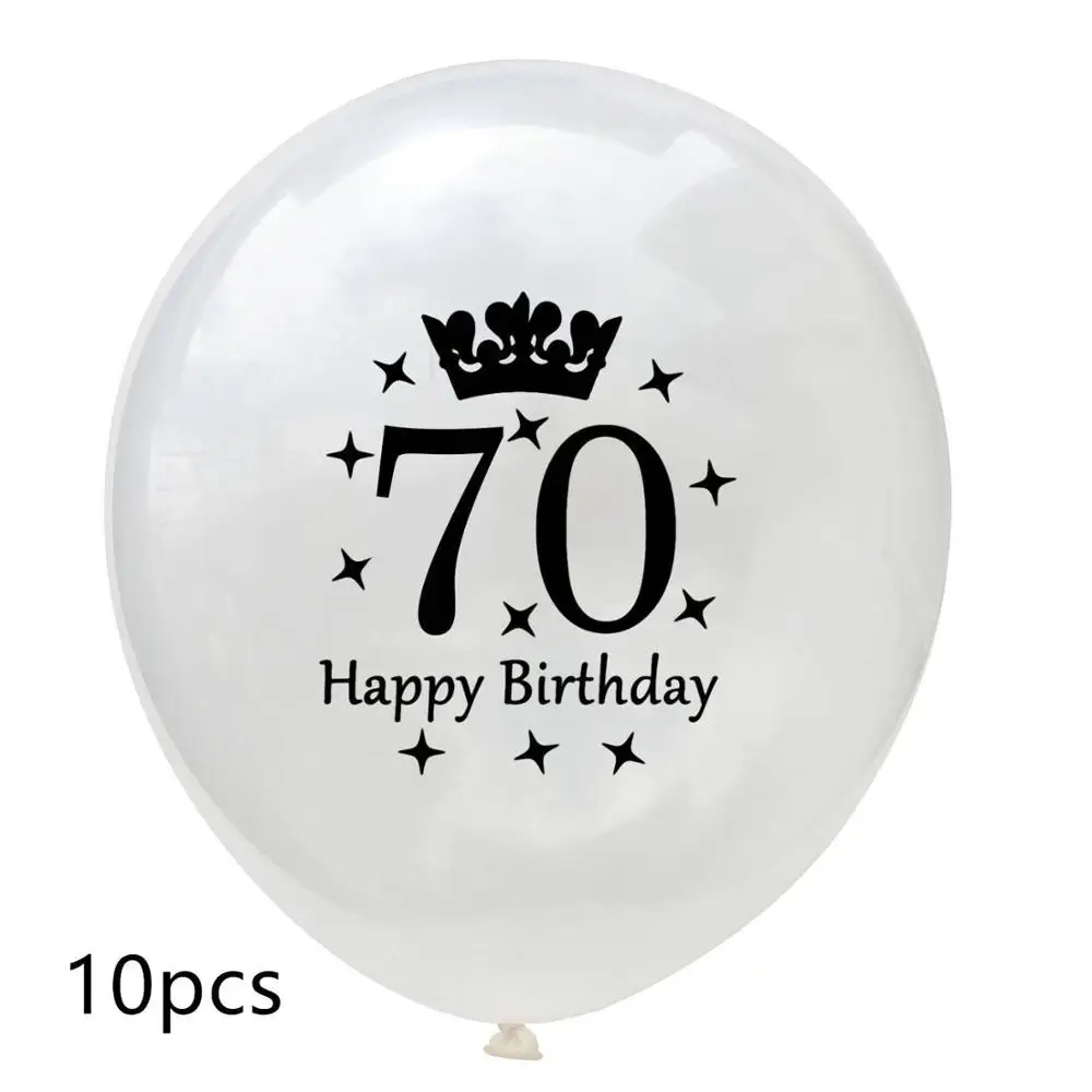 10pcs 10 шт 12 дюймов прозрачные блесток баллоны 16/18/21/30/40/50/60/70/80/90 лет конфетти воздушные шары для дня рождения вечерние украшения - Цвет: 10pcs