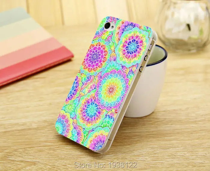Новый психоделический летом трудно прозрачный чистая кожа чехол для iphone 5 5S 4 г 4S