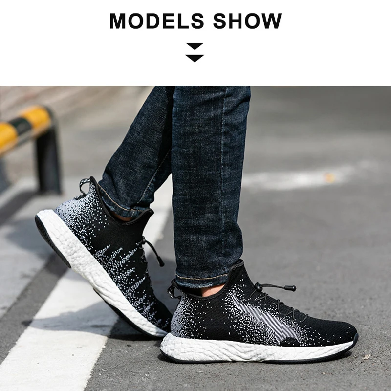 ONEMIX Running Shoes for Men Slip On Sneakers Black And White Jogging Shoe Women Sneaker Stretch Knitting Shoes Walking Sneakers