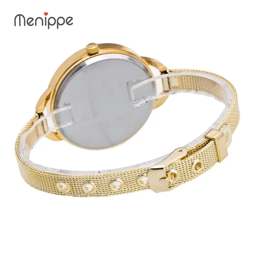 Женские наручные часы с золотым ремешком модные тонкие женские из нержавеющей