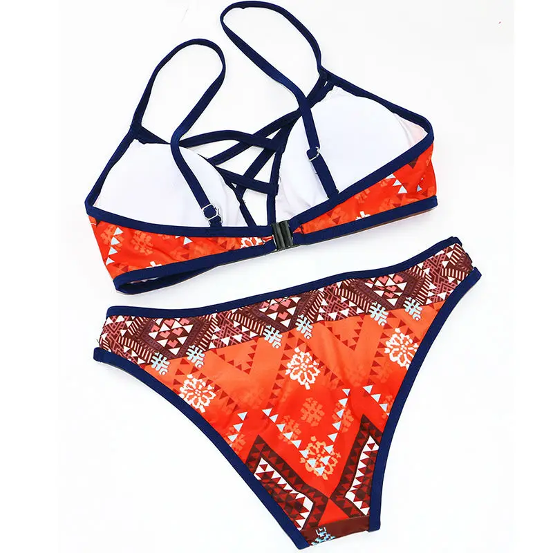 2016 Крючком Бикини Strappy Крест Повязки Купальники Женщины Мягкий Swimwuit Ретро