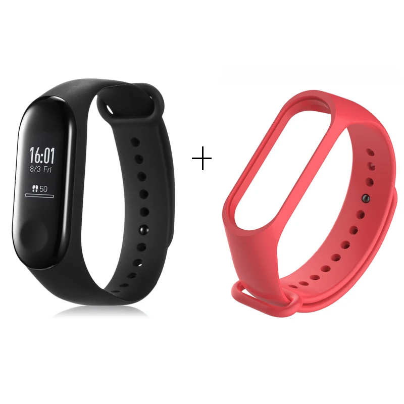 red Xiaomi mi-браслет 3, умный Браслет, монитор сердечного ритма, Bluetooth 4,2, mi Band 3, OLED, для вызова сообщений, умный Браслет, водонепроницаемый браслет - Цвет: red