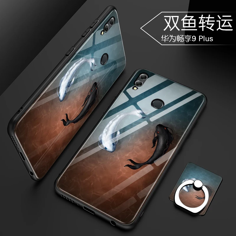 Luxury Case Huawei Y9 2019 Transparent glass&ampTPU Slim Silicone For Cover Coque Fundas |