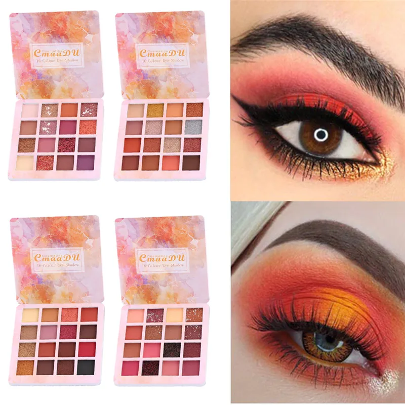 Палитра матовых теней для век 16 цветов блестящие тени макияжа Палетка Шиммер и