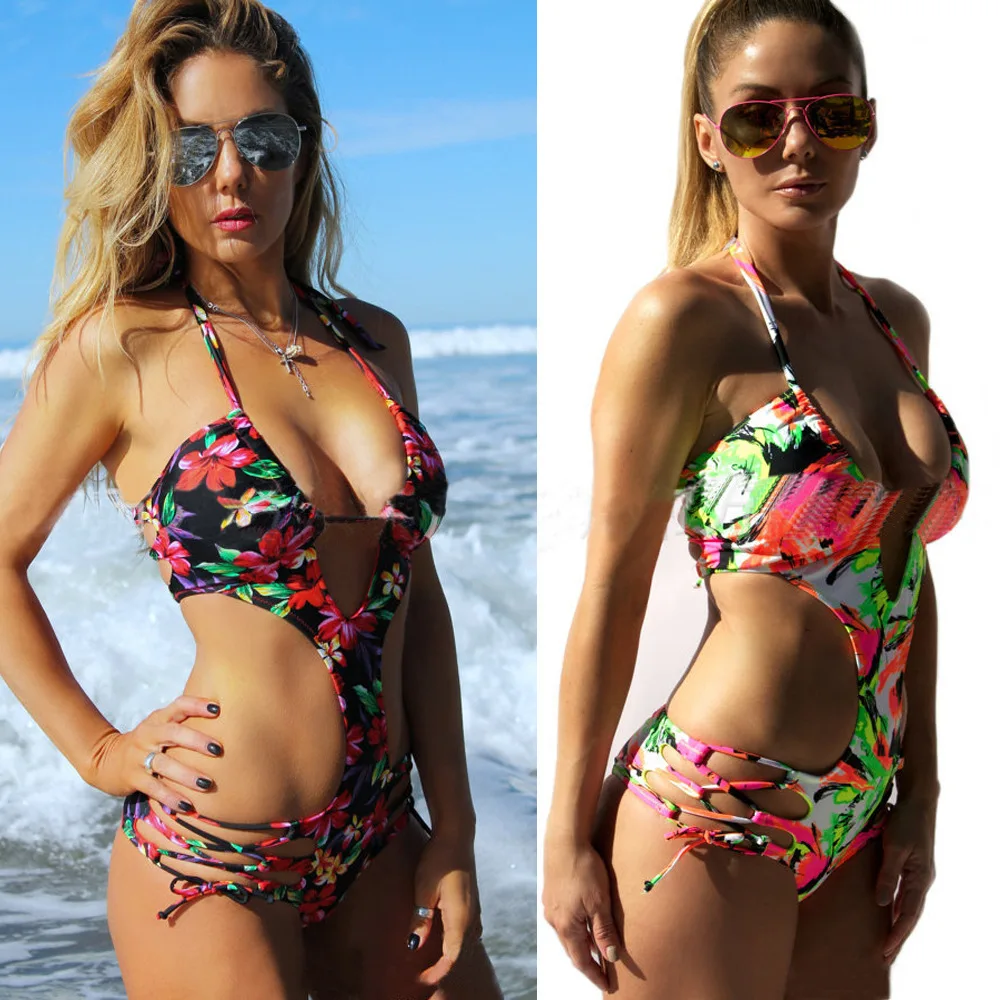 2017 сексуальный неоново зеленый цветочный купальник женские мягкие стринги