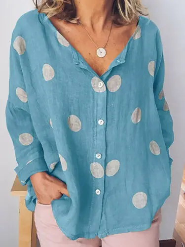 2019 New Womens Tops And Blouses Casual Long Sleeve Cute Dot Printed Summer Ladies Women Outfits Shirts |