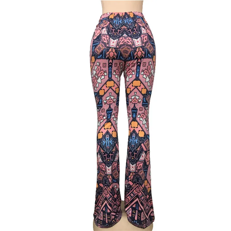 Boho расклешенные брюки женские богемные Модные свободные длинные штаны племенные африканские принты широкие брюки клеш леггинсы хиппи брюки