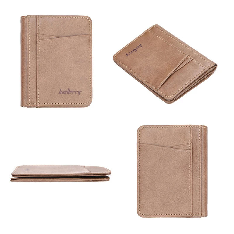 Vintage Pu Leather Slim Men's Wallets Solid Business Card Holders 2 ID Windows Bifold Short Money Bags Luxury Design Purses Male | Багаж и