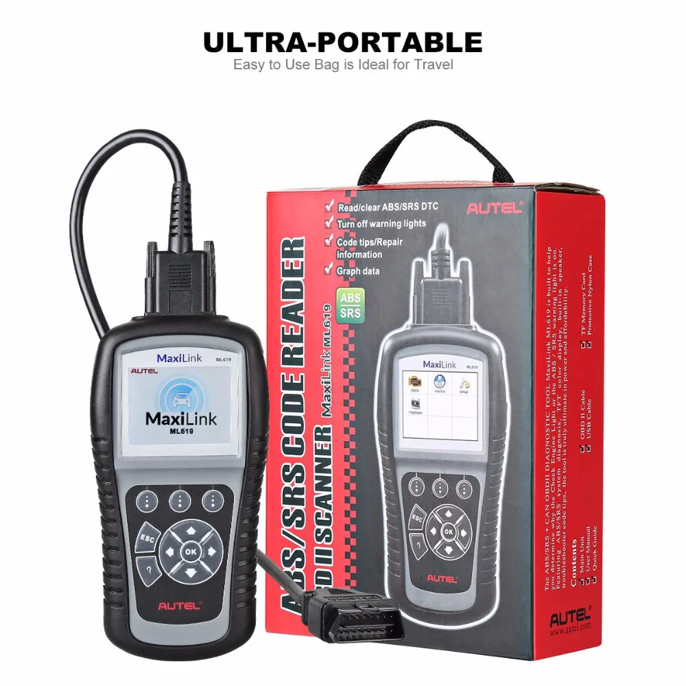 AUTEL MaxiLink ML619 может OBD2 сканер ясно код читателя АБС SRS сбрасывает мониторов EOBD easydiag