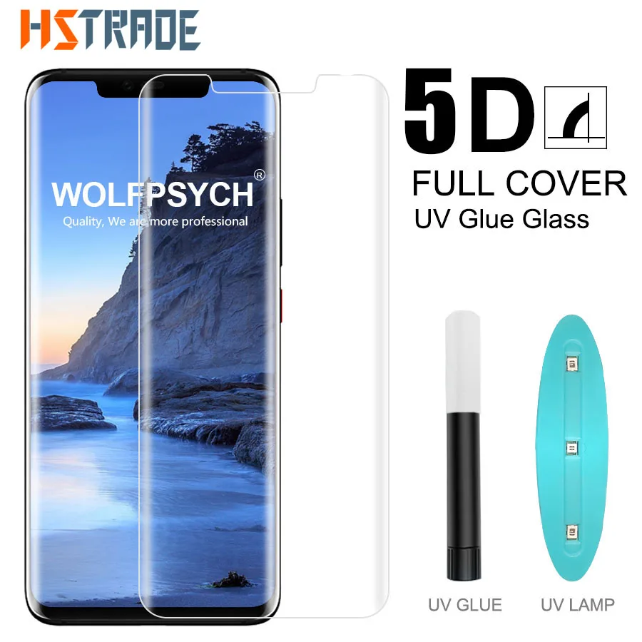 Для huawei Коврики 20 Pro жидкость для экрана УФ полная Клей закаленное Стекло P30 Экран