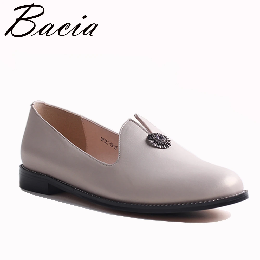 Bacia/2017 г. модные повседневные Мокасины из натуральной кожи с перфорацией женская