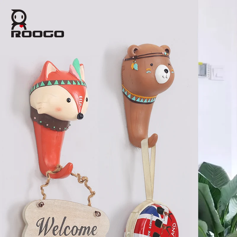 Roogo в этническом стиле с мультяшными животными крючок для домашнего декора
