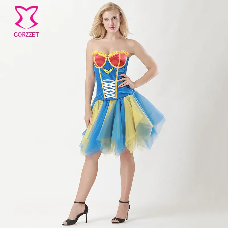 Женская многослойная Тюлевая юбка пачка сине желтая короткая готическая