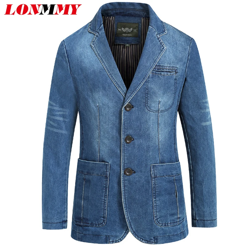 Мужской ковбойский Блейзер LONMMY джинсовая куртка из 80% хлопка костюмы для мужчин