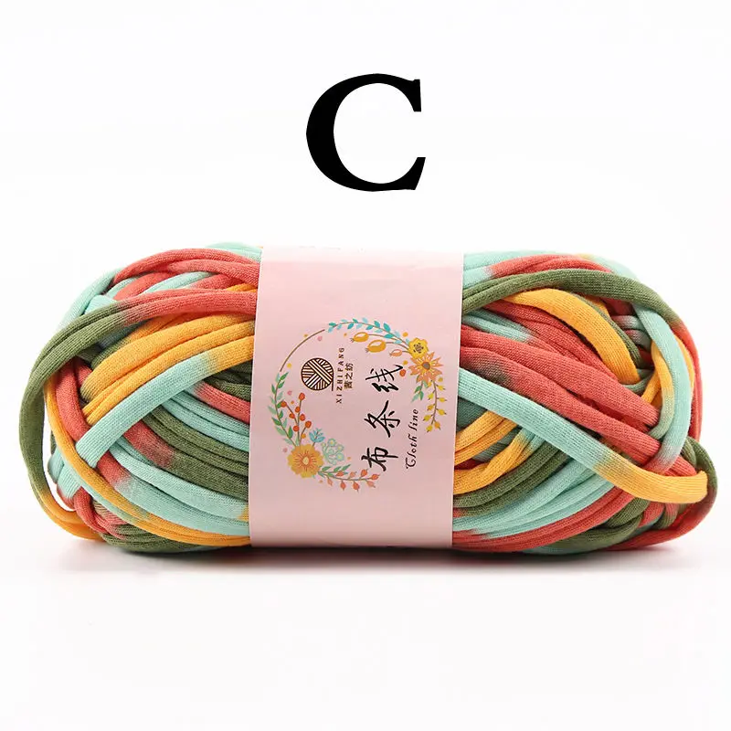 C 100 г, для дома, красочные, сделай сам, вязаная крючком ткань, ковры, пряжа, хлопок, шерсть, вязание, пункт, ручная вязка, толстая вязаная корзина, одеяло - Цвет: C