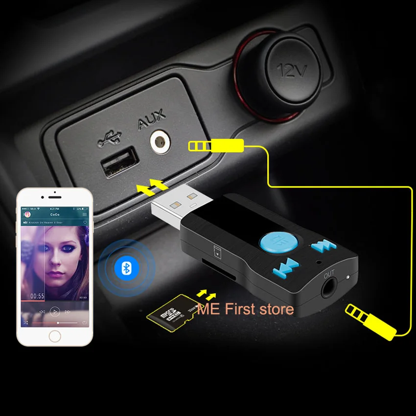 USB Bluetooth приемник автомобильный беспроводной A2DP Музыка 3 5 мм Aux аудио адаптер для