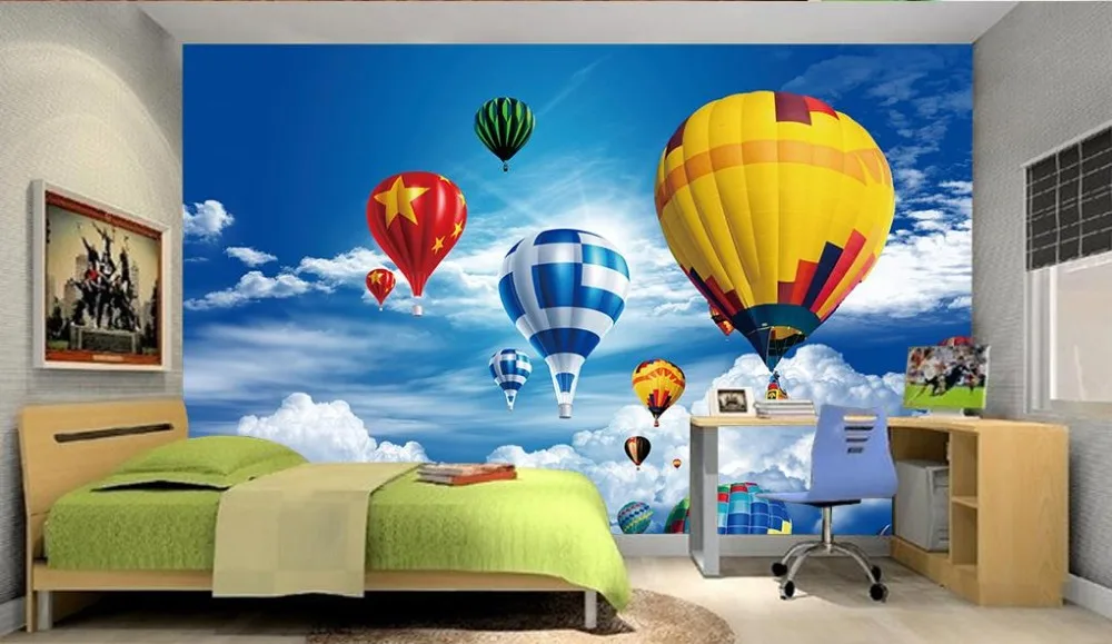 Фото customized 3d photo wallpaper Hot air balloon landscape 3D TV backdrop wallpapers for living room wall mural Обустройство дома customized 3d photo wallpaper Hot air balloon landscape 3D TV backdrop wallpapers for living room wall mural Обустройство дома