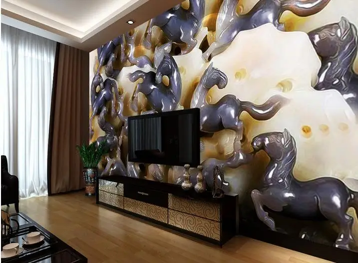 Пользовательские 3d обои Нефритовая лошадь настенная фоновая стена фото фрески