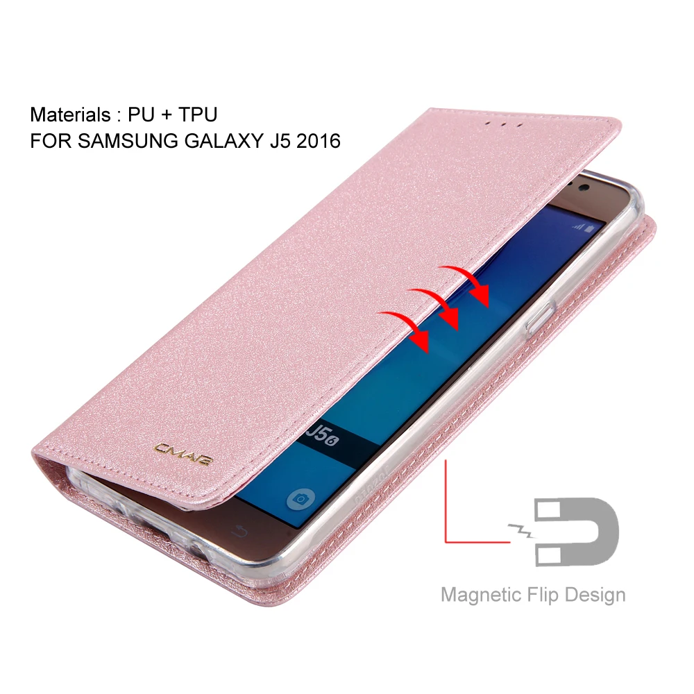 Магнитный Флип-кейс для Coque samsung J5 2016 кожаный чехол + силиконовый шелковый кошелек
