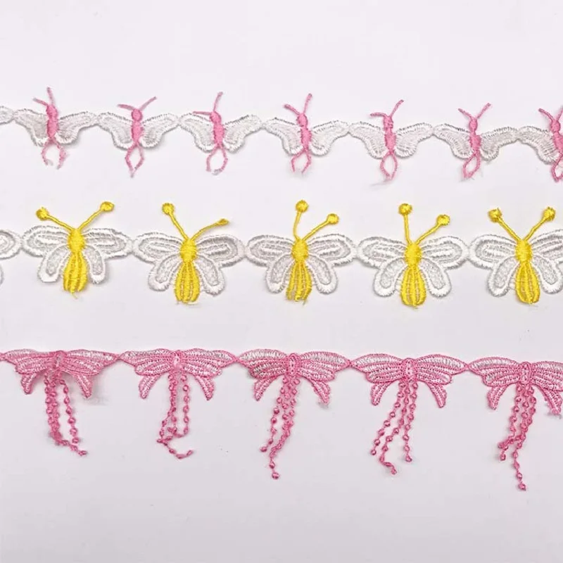 2 ярдов разноцветные бабочки Цветы аппликация с кружевной отделкой обрезки ленты